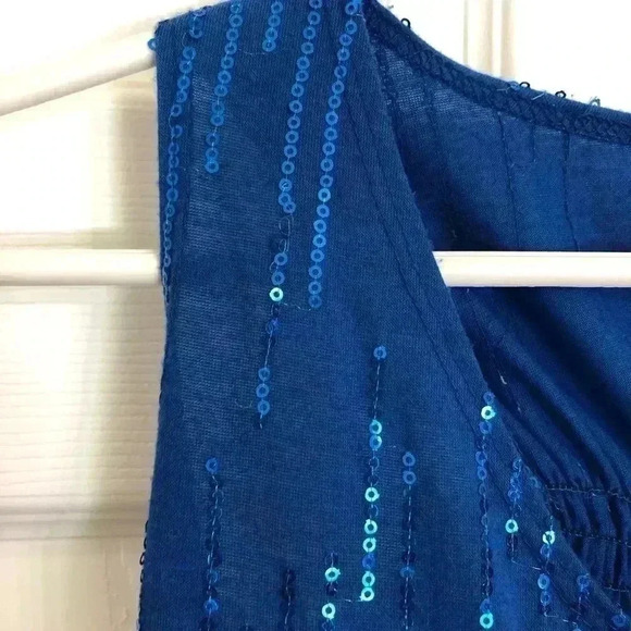 Carol Rose Blue Sleeveless Sequin Top  Size Small - Picture 5 of 11